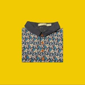 🟠 TOPMAN 🟠 floral print polo shirt